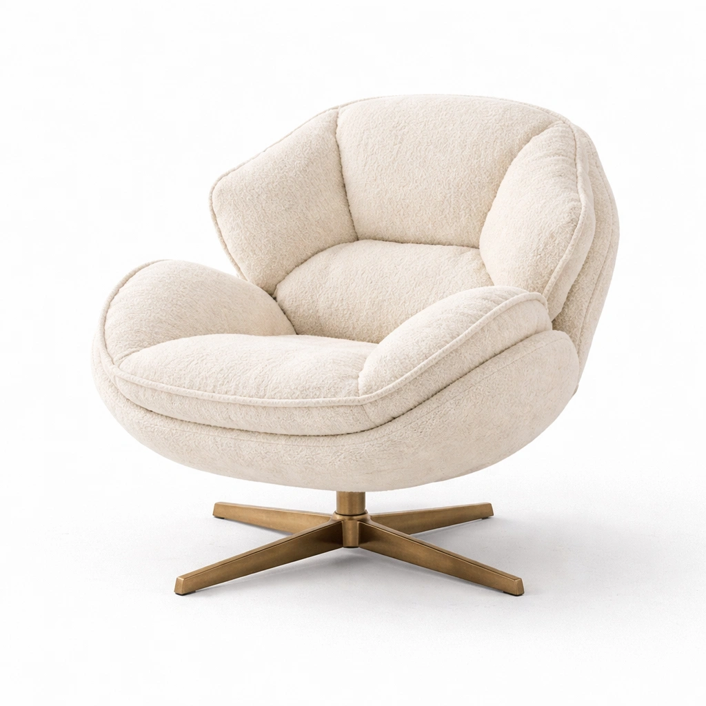 Loungesessel modern mit Metallfuss Weiss-Javellio