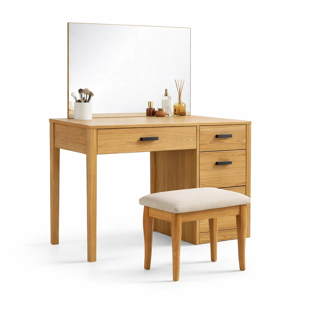 Schminktisch Holz mit Spiegel Braun-Javellio