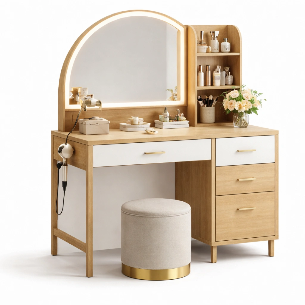 Schminktisch mit Spiegel und Stauraum Weiss-Javellio