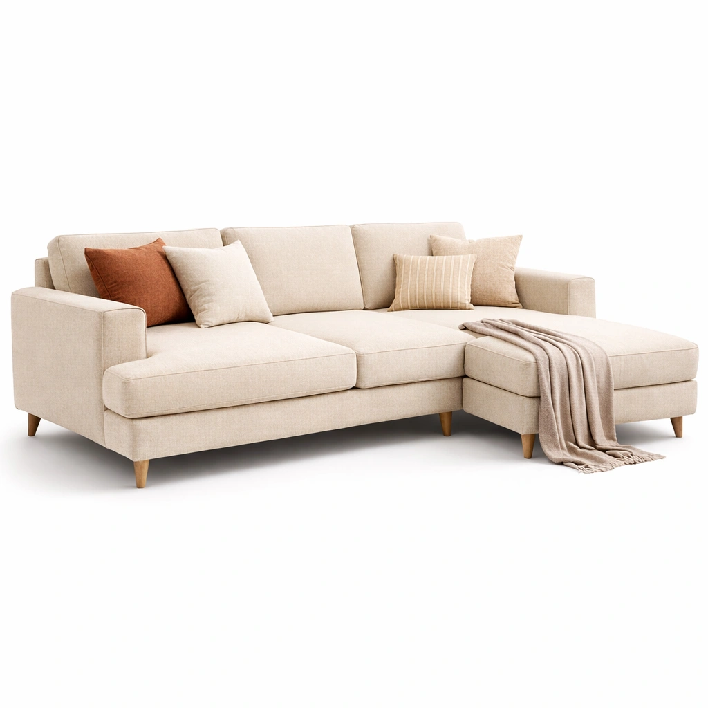 Ecksofa mit Stoffbezug und Kissen-Lervino