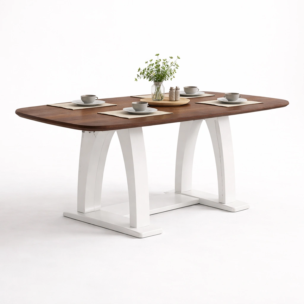 Esstisch mit ovaler Platte und weissem Gestell-Lervino