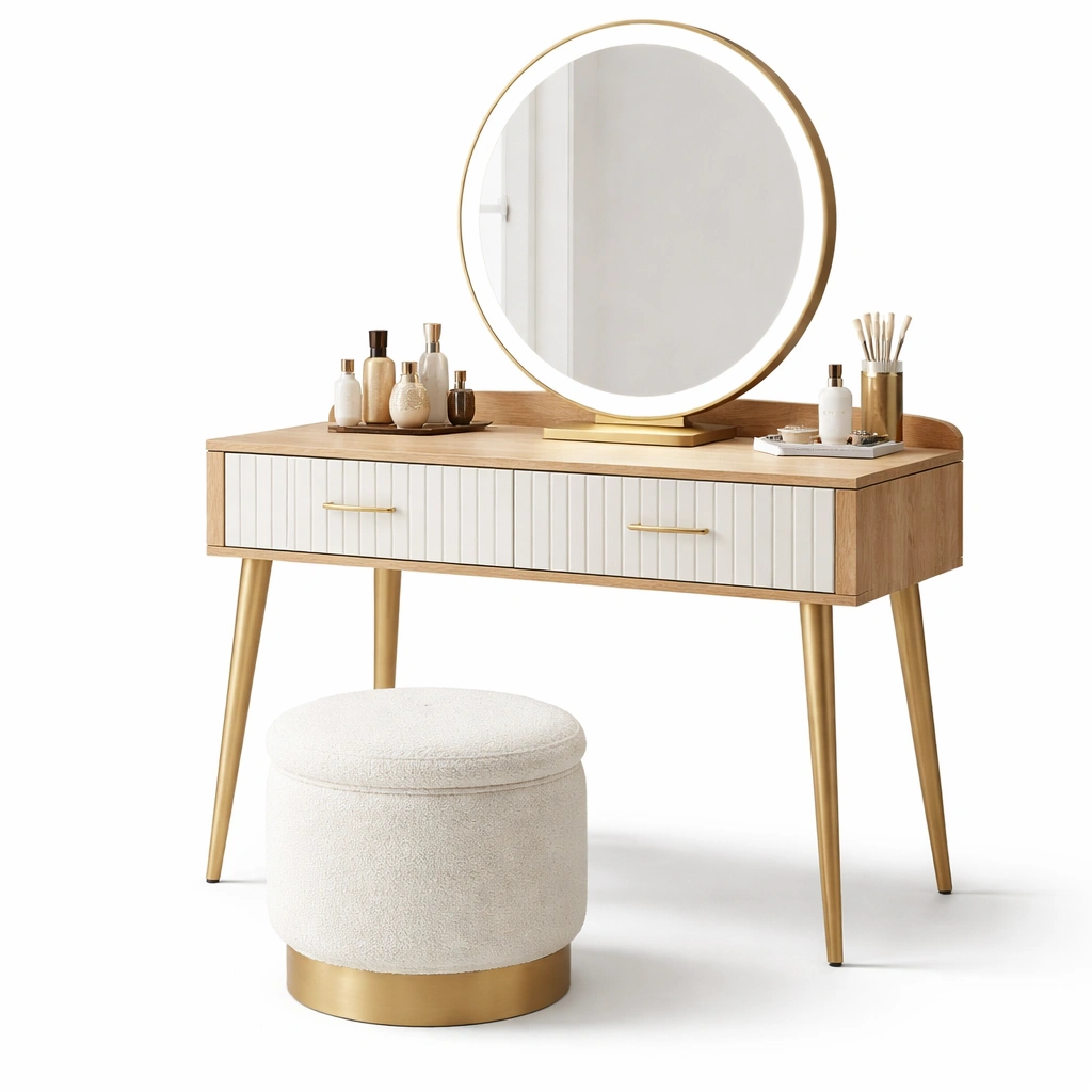 Moderner Schminktisch mit Rundspiegel-Lervino