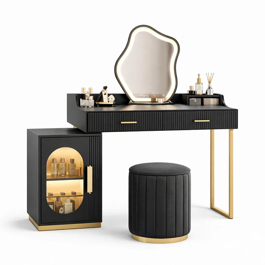 Moderner Schminktisch mit Spiegel und LED Beleuchtung-Lervino