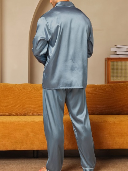 Men'S Solid Color Pajama Set