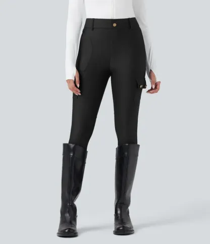 Luno Wear High Waist Sheen 7/8 Leggings with Pockets - Black