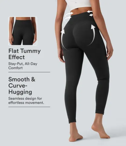 Luno Wear High Waist Seamless Tummy Control Yoga Leggings - Black