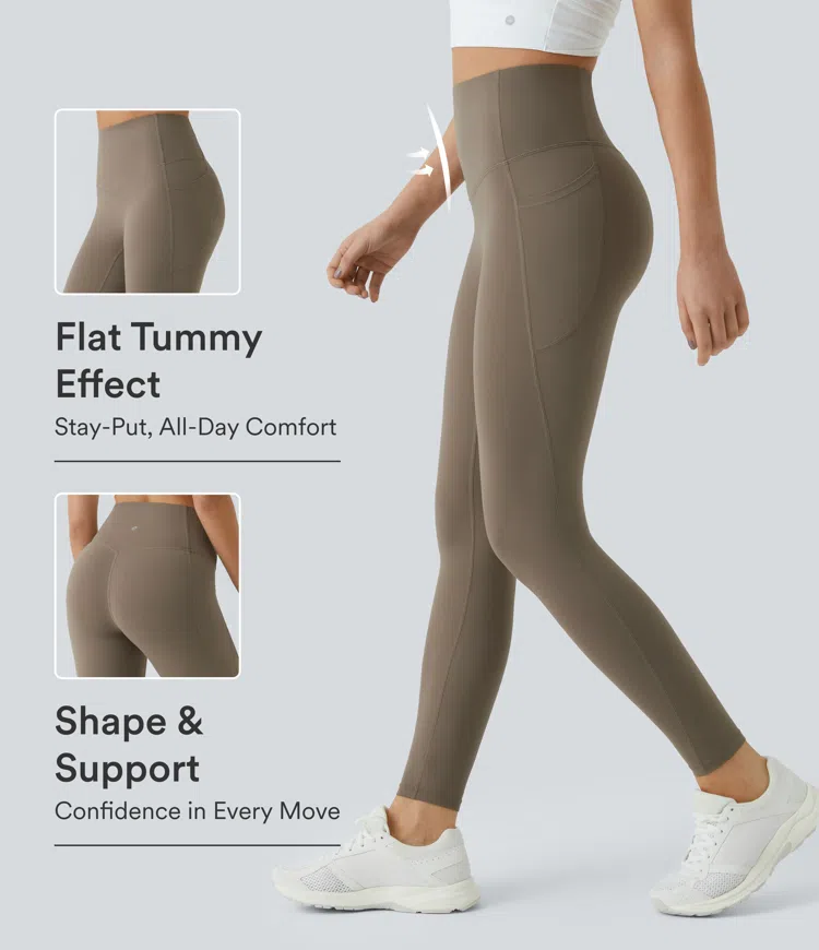 Luno Wear High Waist Tummy Control Training Leggings with Pockets - Black