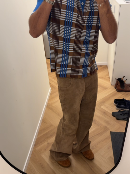 SUEDE STRAIGHT-LEG PANTS