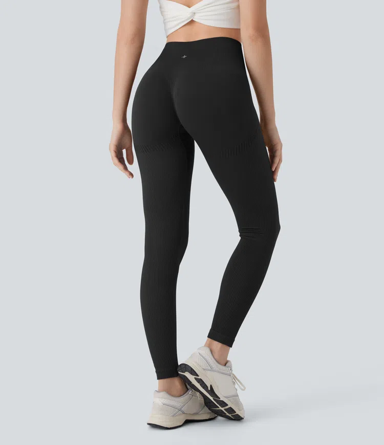 Luno Wear High Waist 7/8 Seamless Yoga Leggings - Black