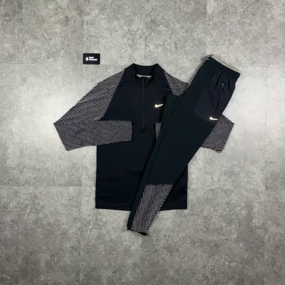 Nike Element 1/4 Zip Top Reflective Black & Reflective Challenger Pants Set