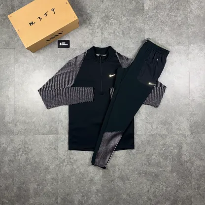 Nike Element 1/4 Zip Top Reflective Black & Reflective Challenger Pants Set