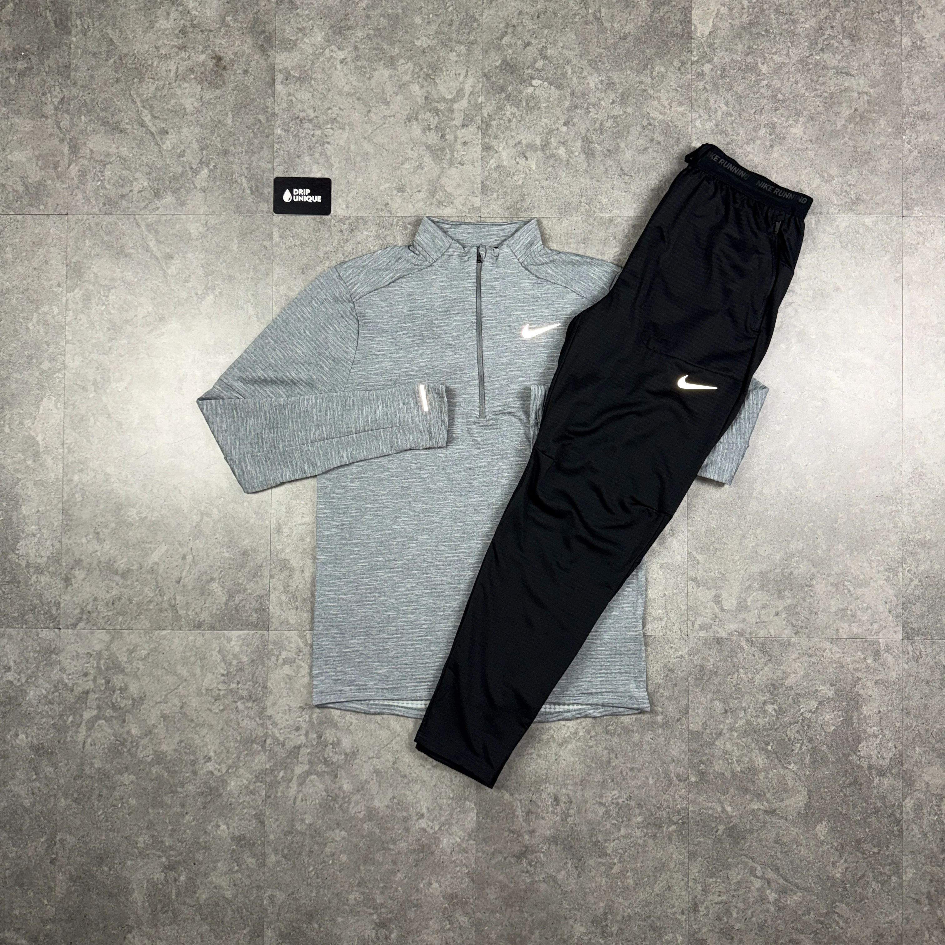 Nike Therma Sphere 3.0 1/4 Zip Top Grey & Black Phenom Pants Set