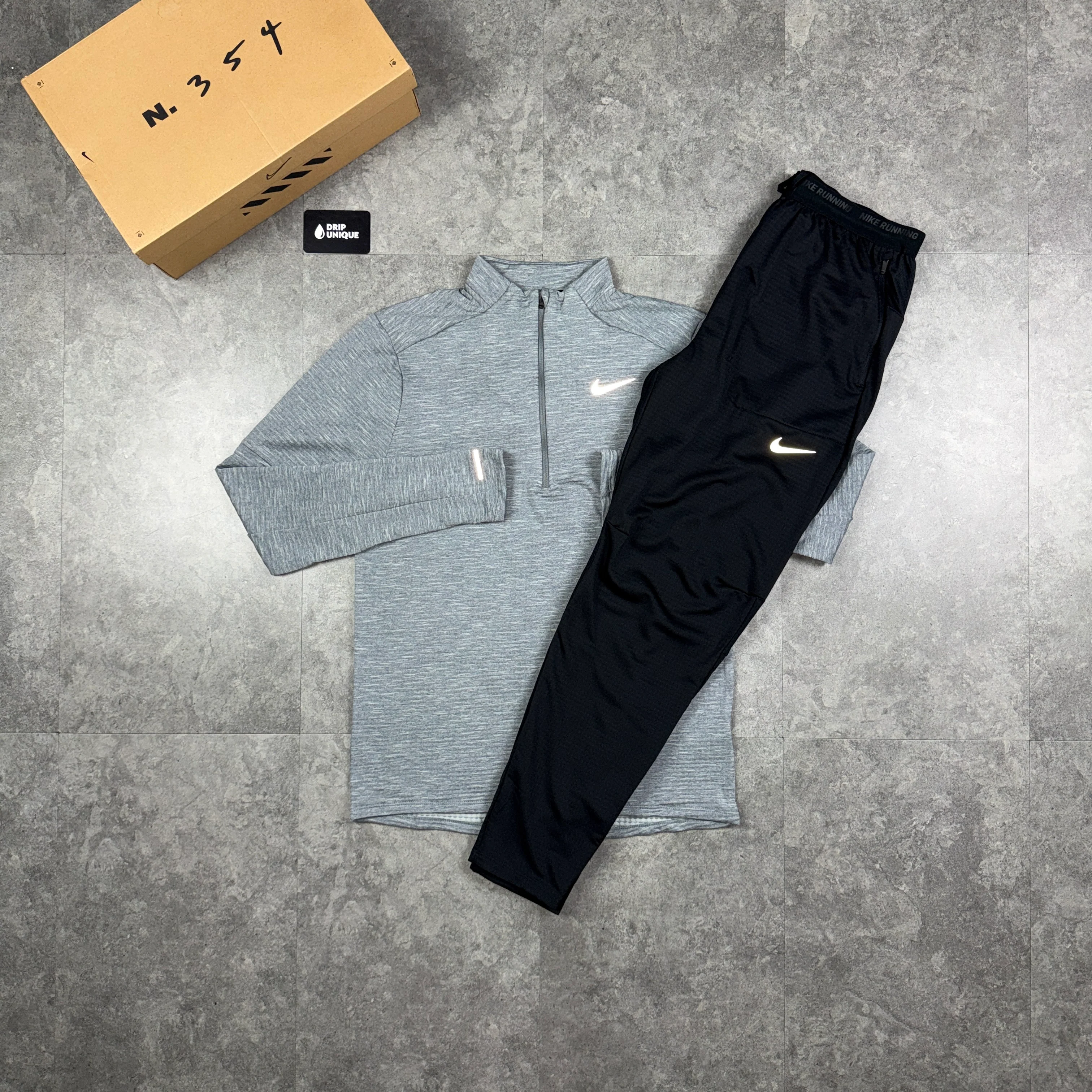 Nike Therma Sphere 3.0 1/4 Zip Top Grey & Black Phenom Pants Set