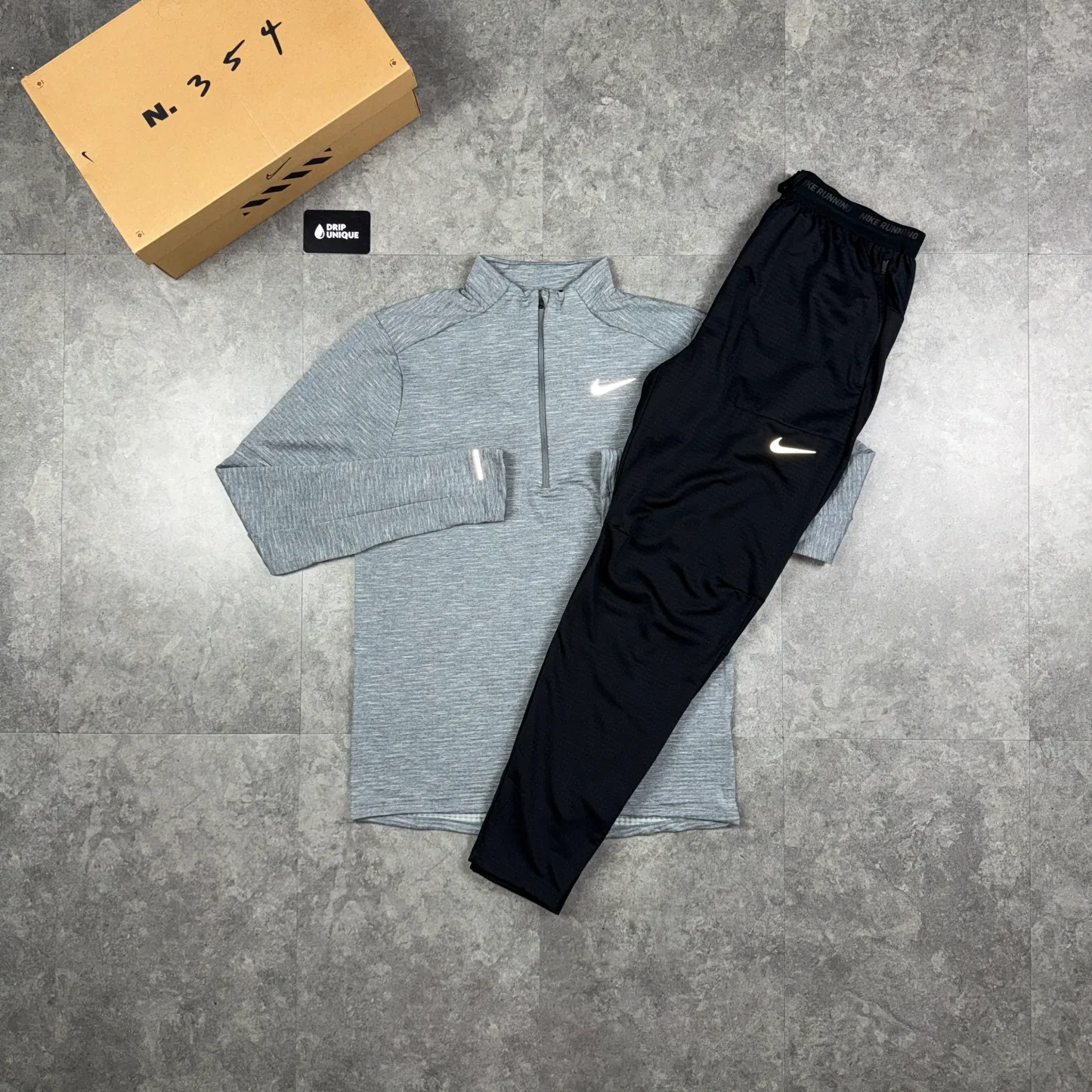 Nike Therma Sphere 3.0 1/4 Zip Top Grey & Black Phenom Pants Set