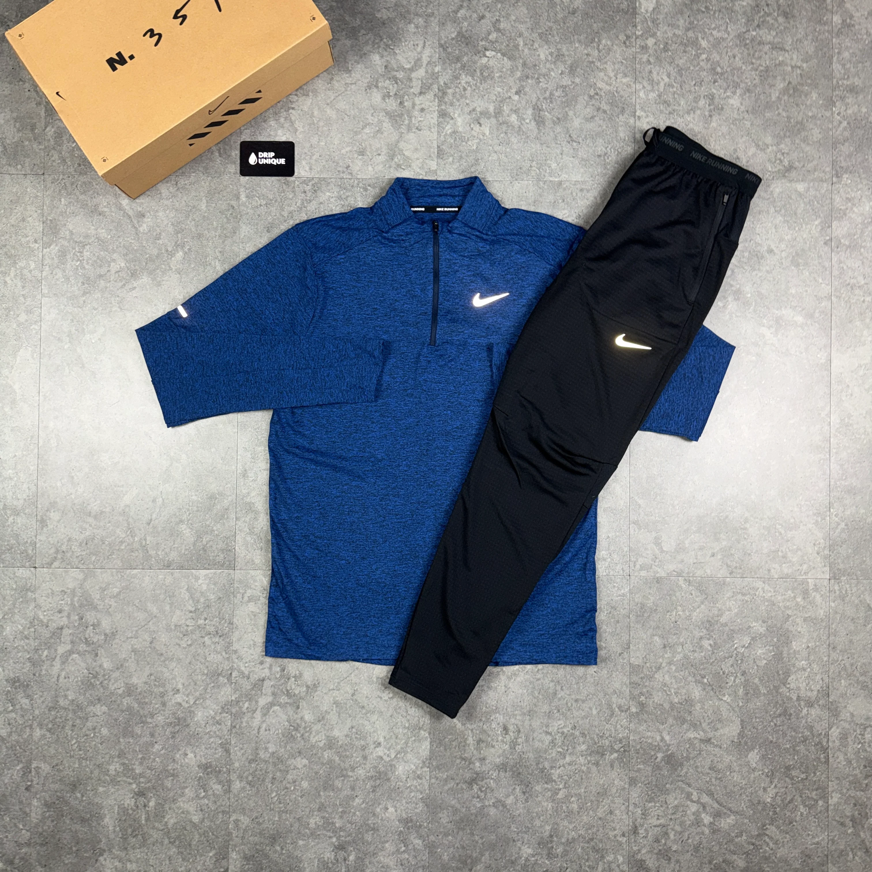Nike Element 1/4 Zip Royal Blue & Black Phenom Pants Set