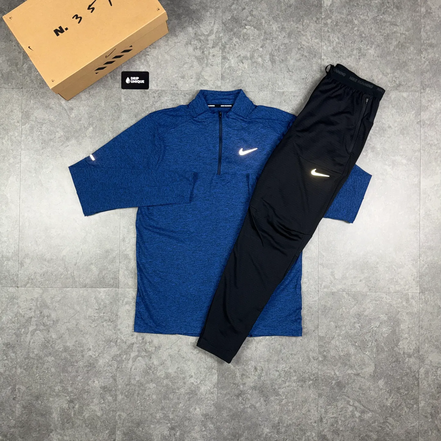 Nike Element 1/4 Zip Royal Blue & Black Phenom Pants Set