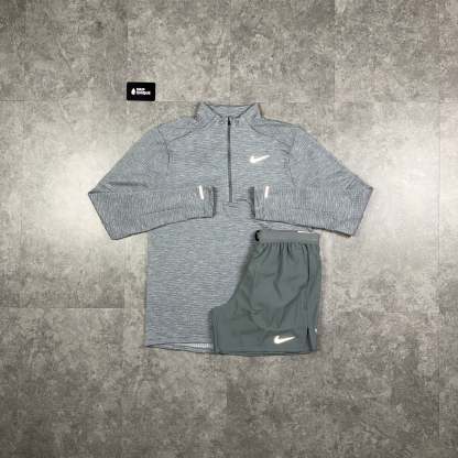 Nike Therma Sphere 3.0 1/4 Zip Top Grey & Grey Flex Stride Shorts Set