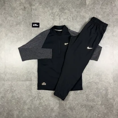 Nike Element 1/4 Zip Reflective Black & Black Challenger Pants Set
