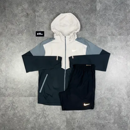 Nike UV Windrunner Jacket Light Bone & Black Challenger Shorts Set