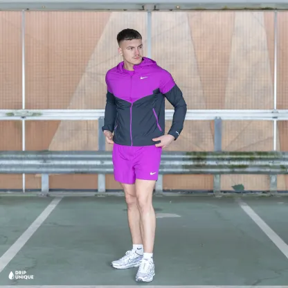 Nike UV Windrunner Jacket Vivid Purple & Purple Challenger Shorts Set