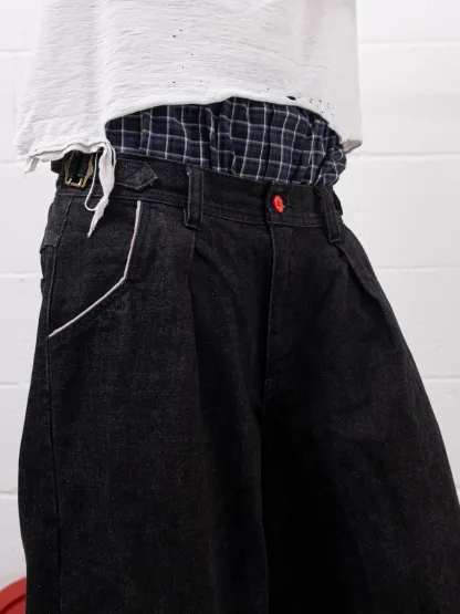 PLEATED BALLOON DENIM