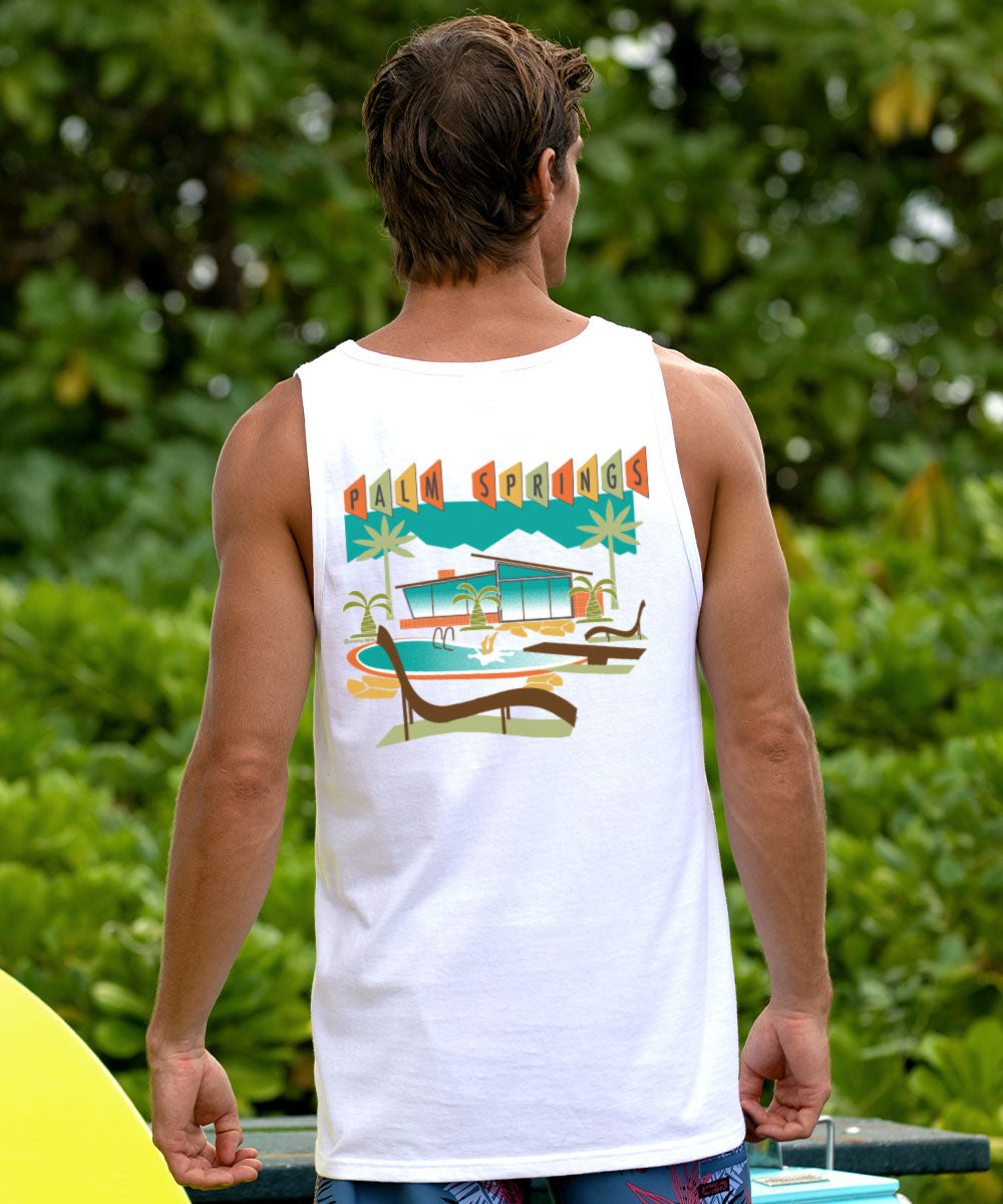 Palm Springs Oasis - White Sleeveless Tank Top