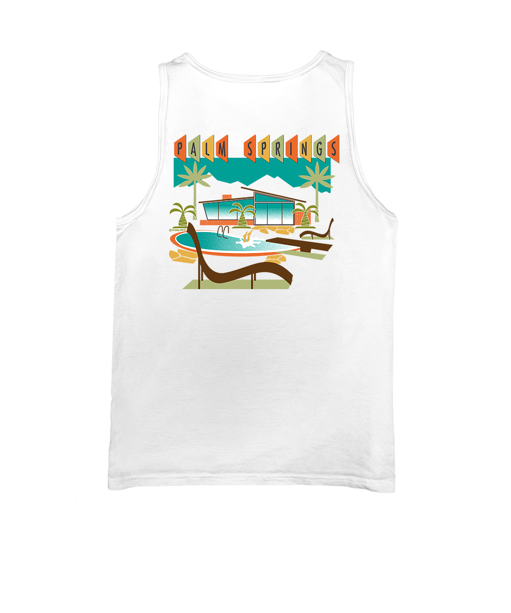 Palm Springs Oasis - White Sleeveless Tank Top