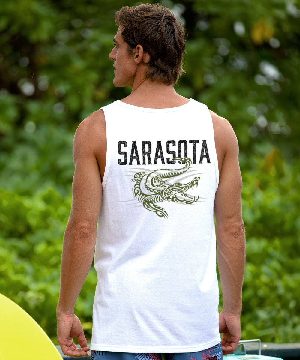 Tribal Gator - White Sleeveless Tank Top
