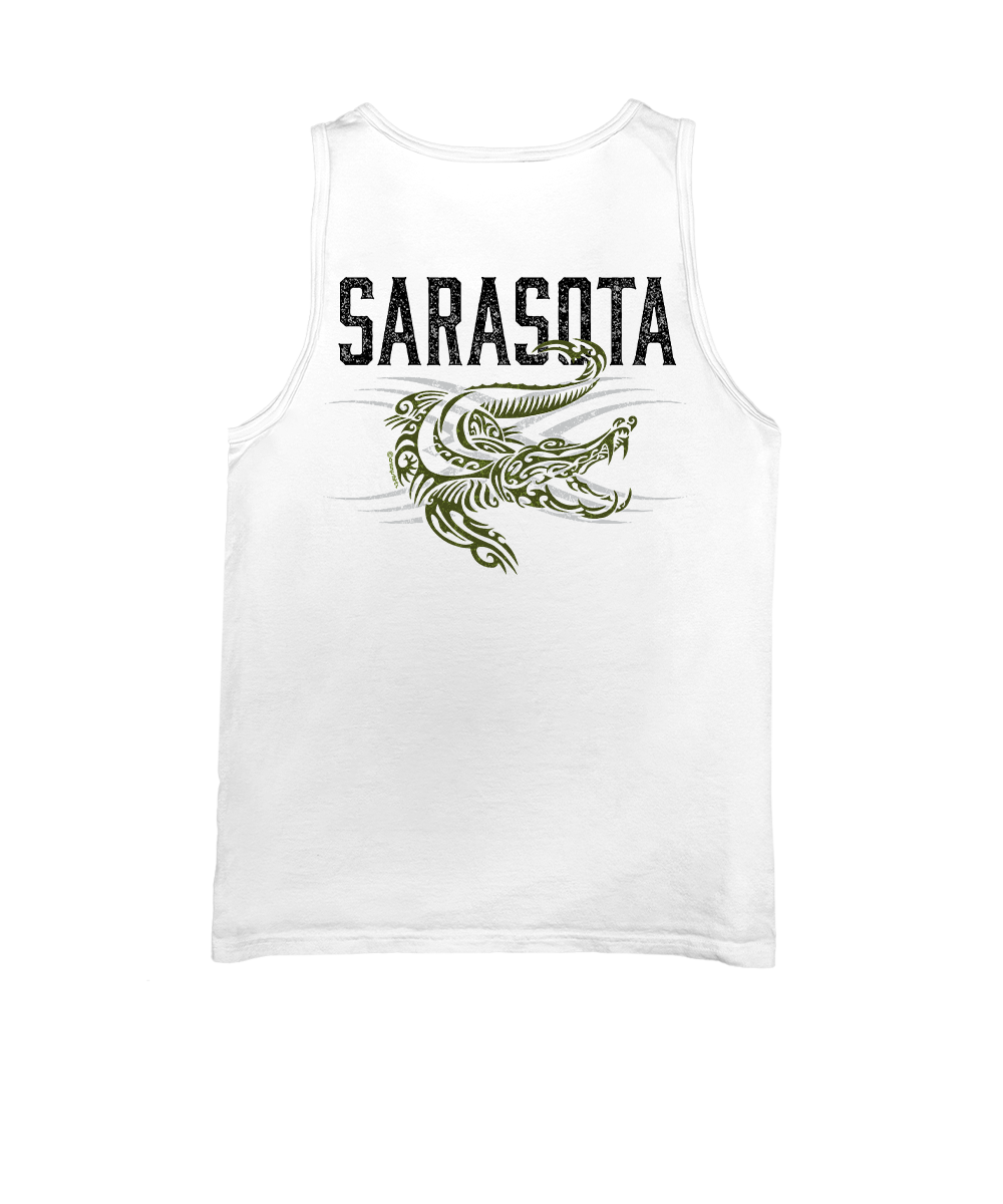 Tribal Gator - White Sleeveless Tank Top