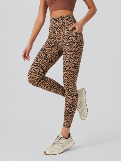 Luno Wear Leopard Print High Waist Yoga Leggings with Pockets