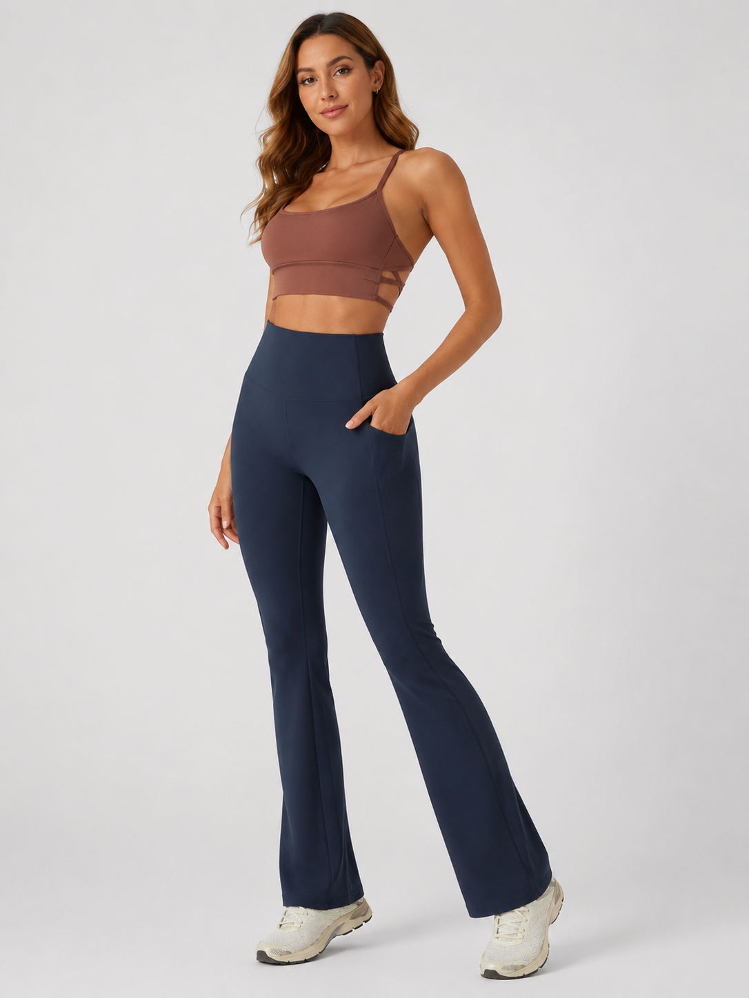 Luno Wear High Waist Bootcut Yoga Leggings with Pockets