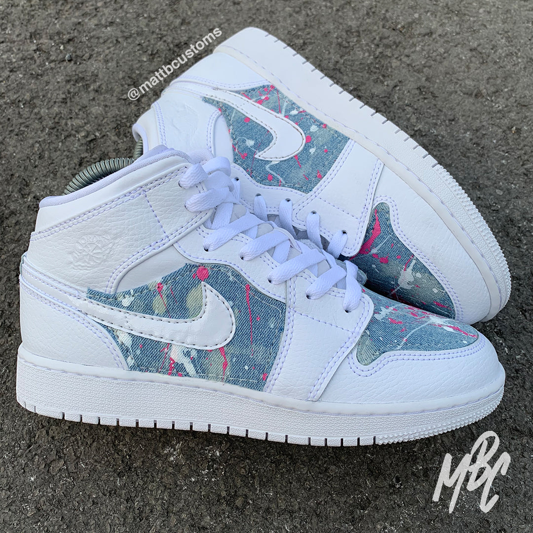 Acid Wash Paint Splat Denim -Mid Custom