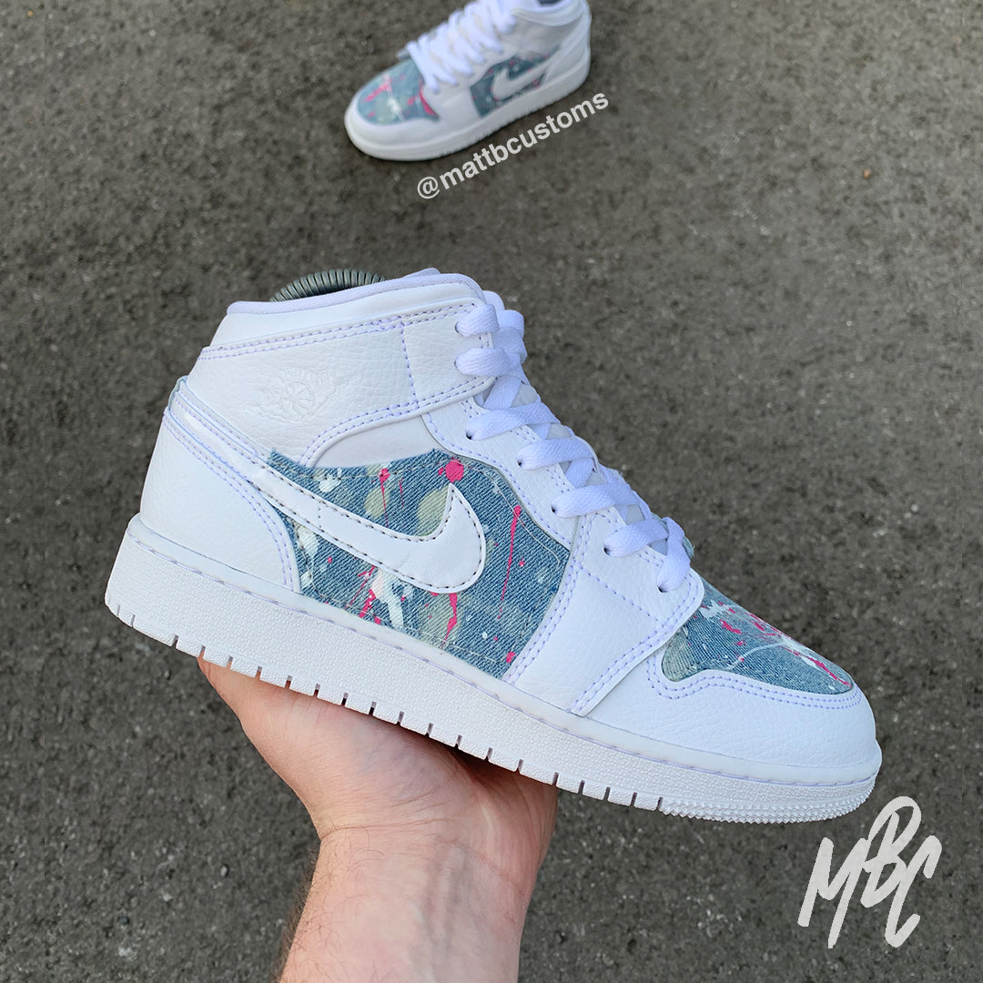 Acid Wash Paint Splat Denim -Mid Custom