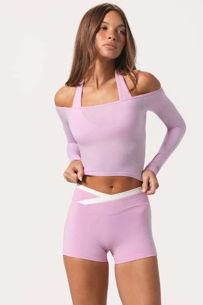 Soft Jersey Off-Shoulder Top in Sweet Pink