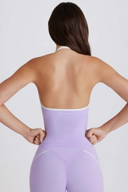 Soft Active V-Neck Halterneck Top in Lilac