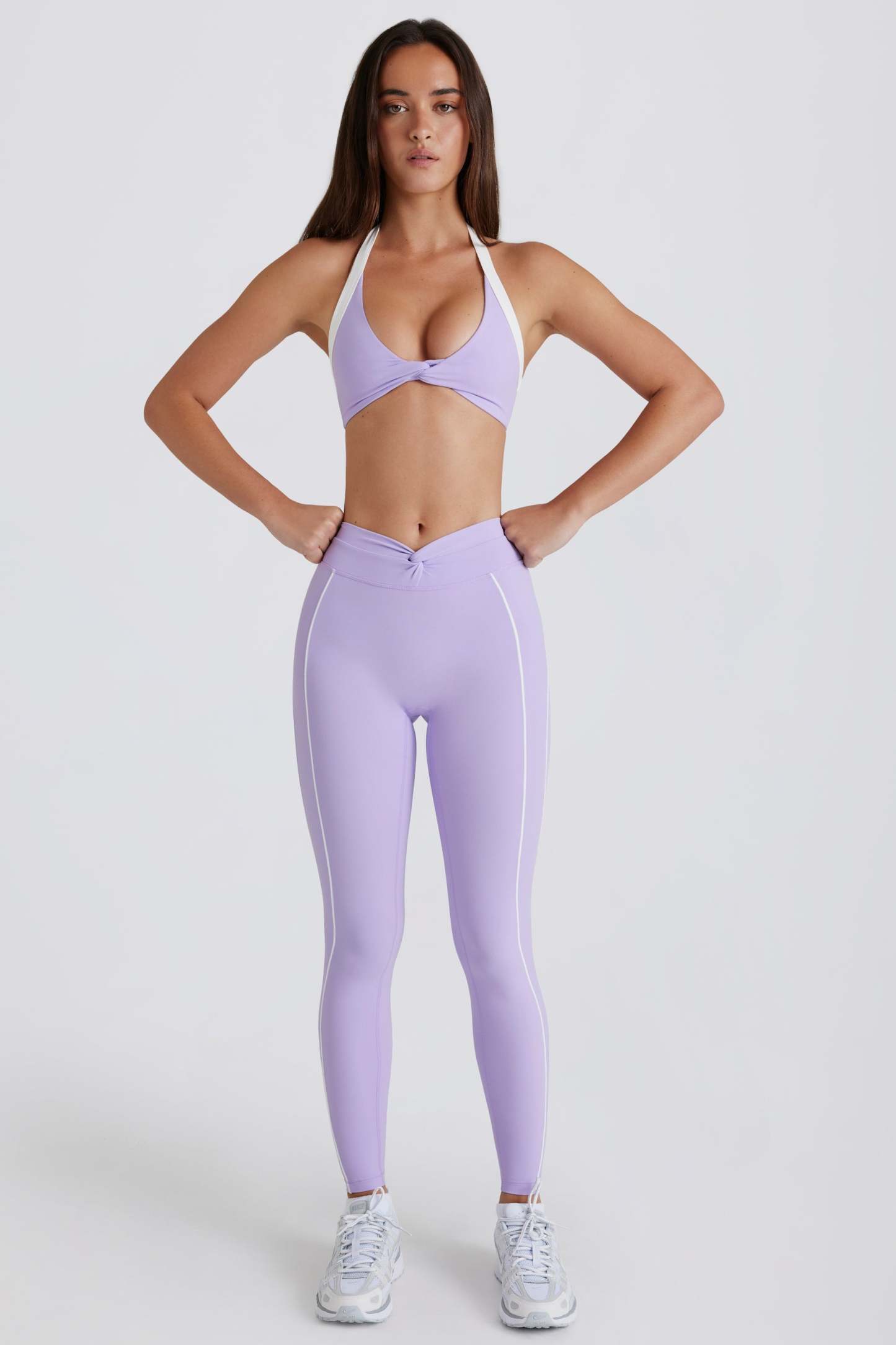 Soft Active Twist-Front Leggings in Lavender