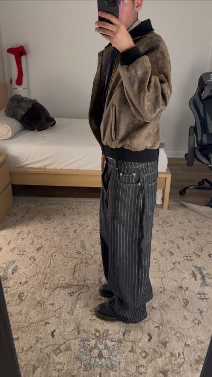 PINSTRIPE WIDE LEG DENIM
