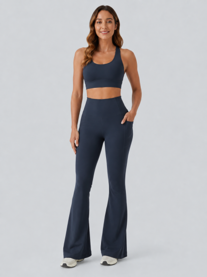 Luno Wear Scrunch Butt Lifting Flare Yoga Leggings with Pockets