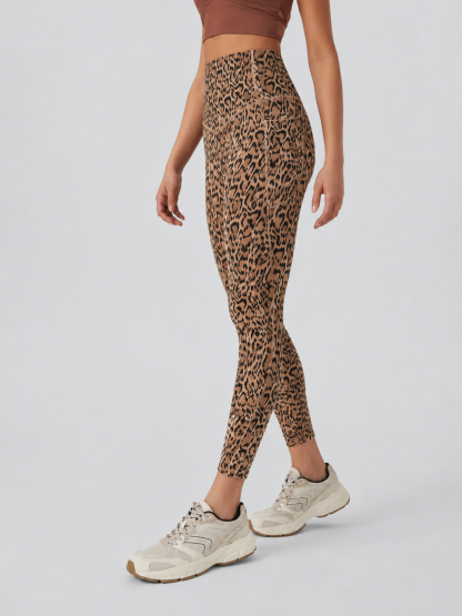 Luno Wear Leopard Print High Waist Yoga Leggings with Pockets