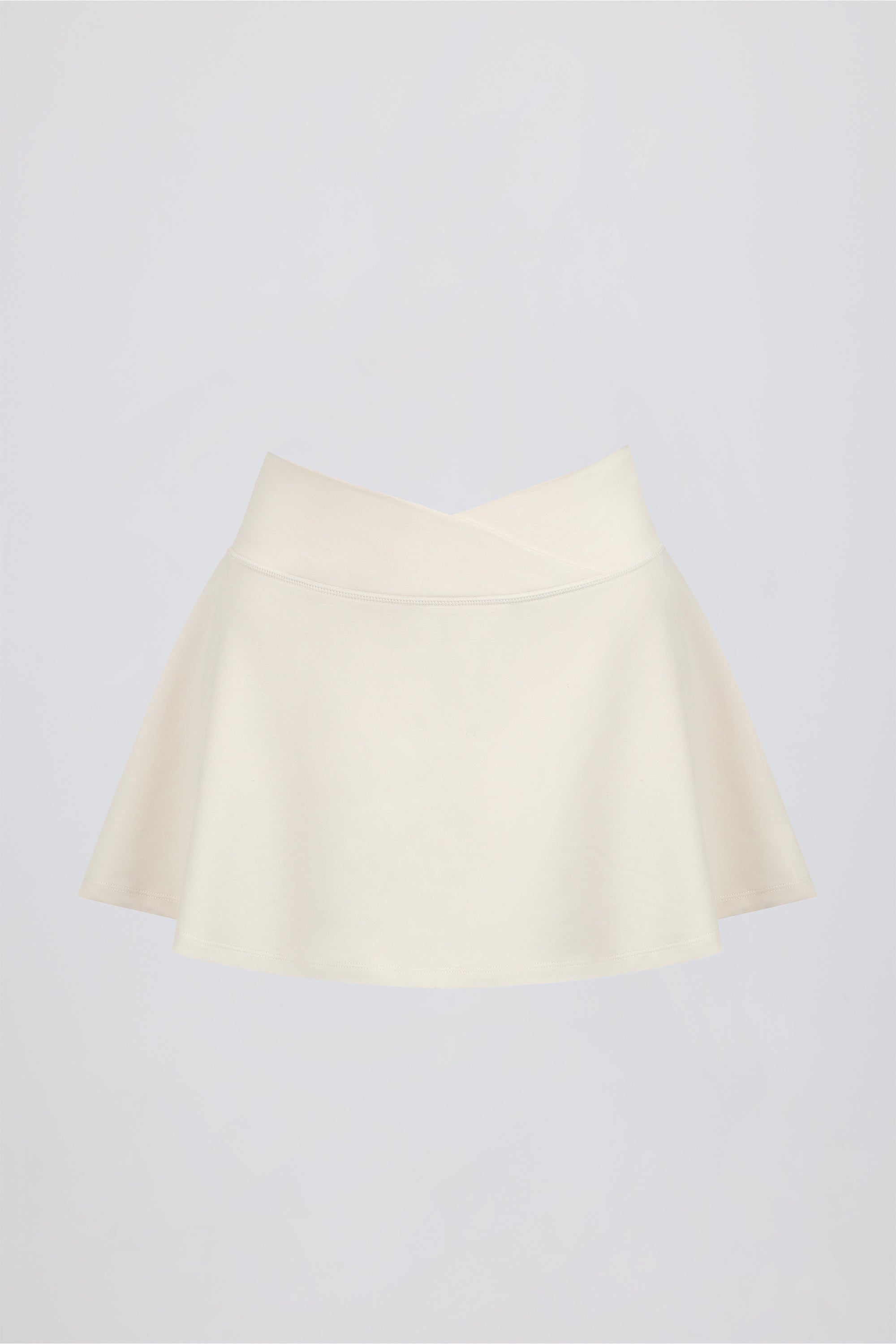 Brushed Jersey Crossover Mini Skort in Vanilla