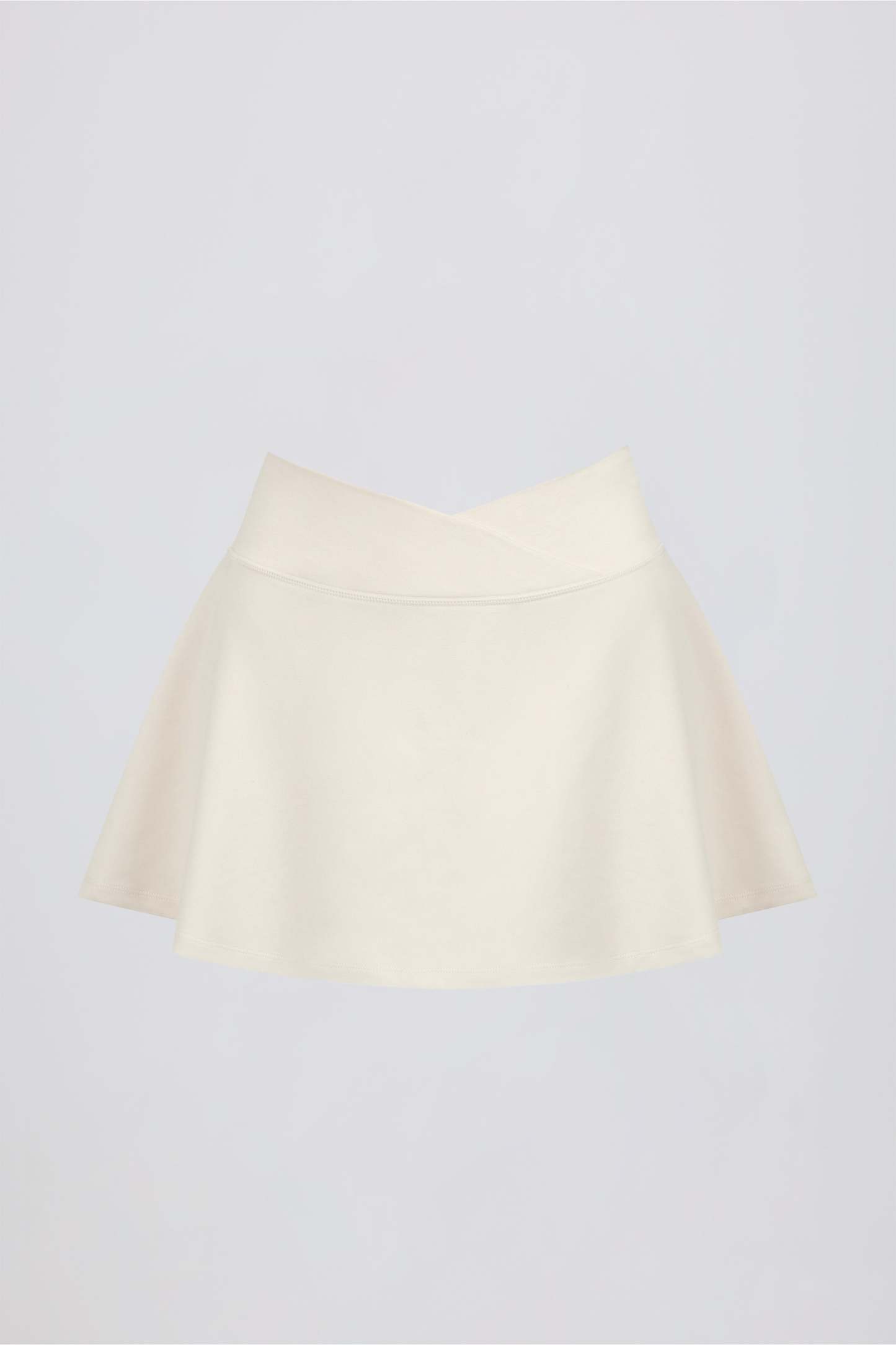 Brushed Jersey Crossover Mini Skort in Vanilla