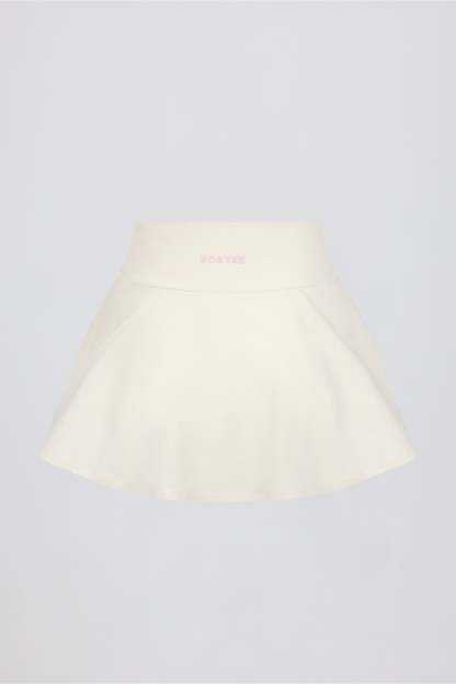 Brushed Jersey Crossover Mini Skort in Vanilla