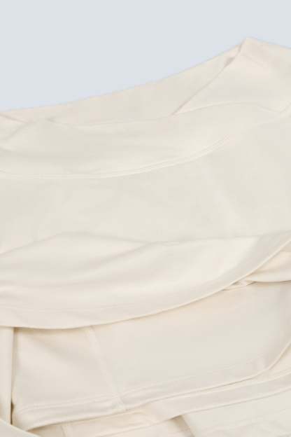 Brushed Jersey Crossover Mini Skort in Vanilla