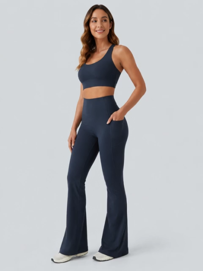 Luno Wear Scrunch Butt Lifting Flare Yoga Leggings with Pockets