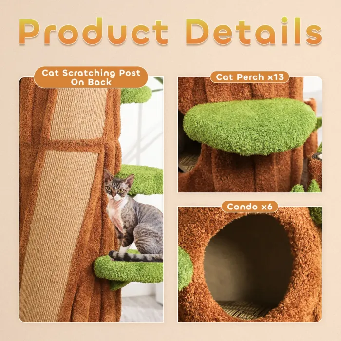 90.5 Inch Luxury Cat Tree with Scratching Post,