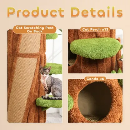 90.5 Inch Luxury Cat Tree with Scratching Post,