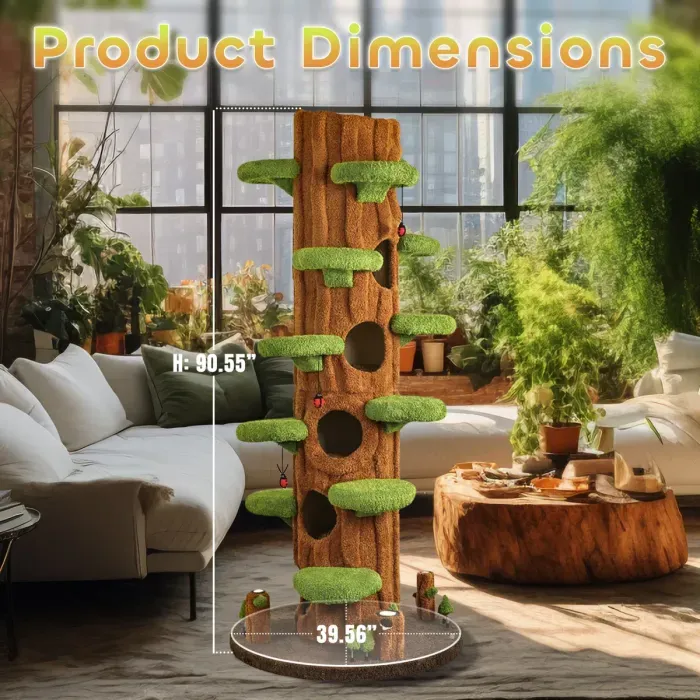 90.5 Inch Luxury Cat Tree with Scratching Post,