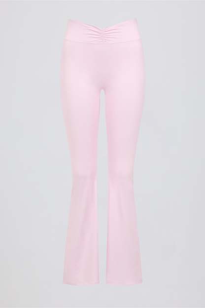 Brushed Jersey Ruched Flared Trousers in Bloom