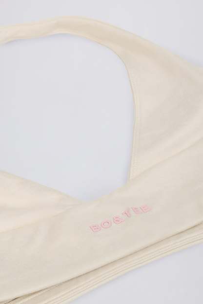 Brushed Jersey V-Neck Sports Bra in Vanilla
