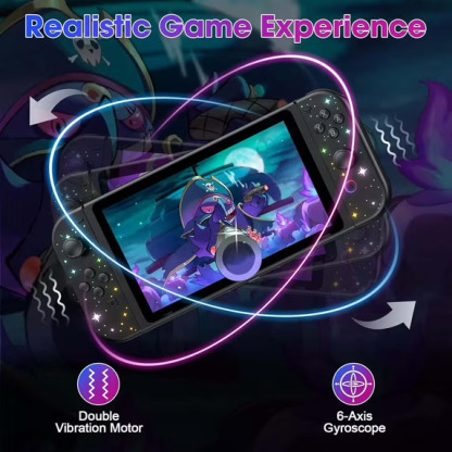 Game Controller for Switch 1 and 2 with RGB Lighted, Wireless Switch Joypad Replacement with Montion Control/Turbo Function/Wake-up
